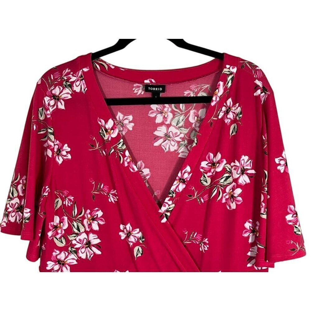 Torrid Dress 1X Pink Floral Midi Feminine Retro Western Boho Classic Tropical - Picture 3 of 14